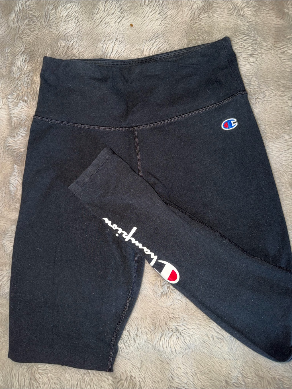 Champion Black Girls' Logo High-Waist Leggings